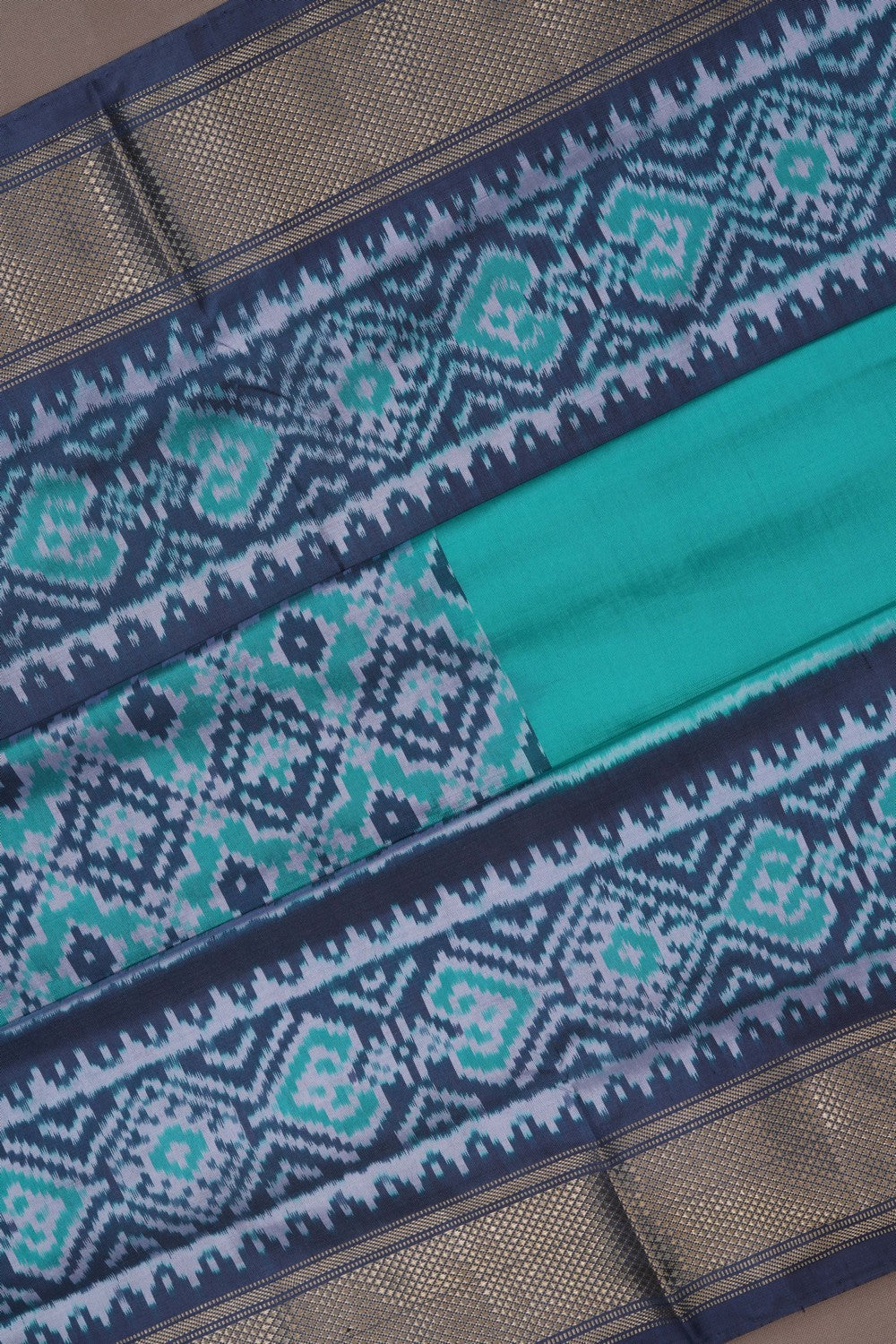 Image of Pochampally Ikat Silk Sea Green Saree